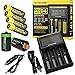 Nitecore D4 Digicharge universal home/in-car battery charger, Four Nitecore 18650 NL183 2300mAH rechargeable batteries with 2 X EdisonBright AA to D type battery spacer/converters
