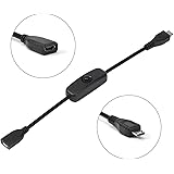 LoveRPi MicroUSB Push On Off Power Switch Cable for Raspberry Pi (Female to Male)