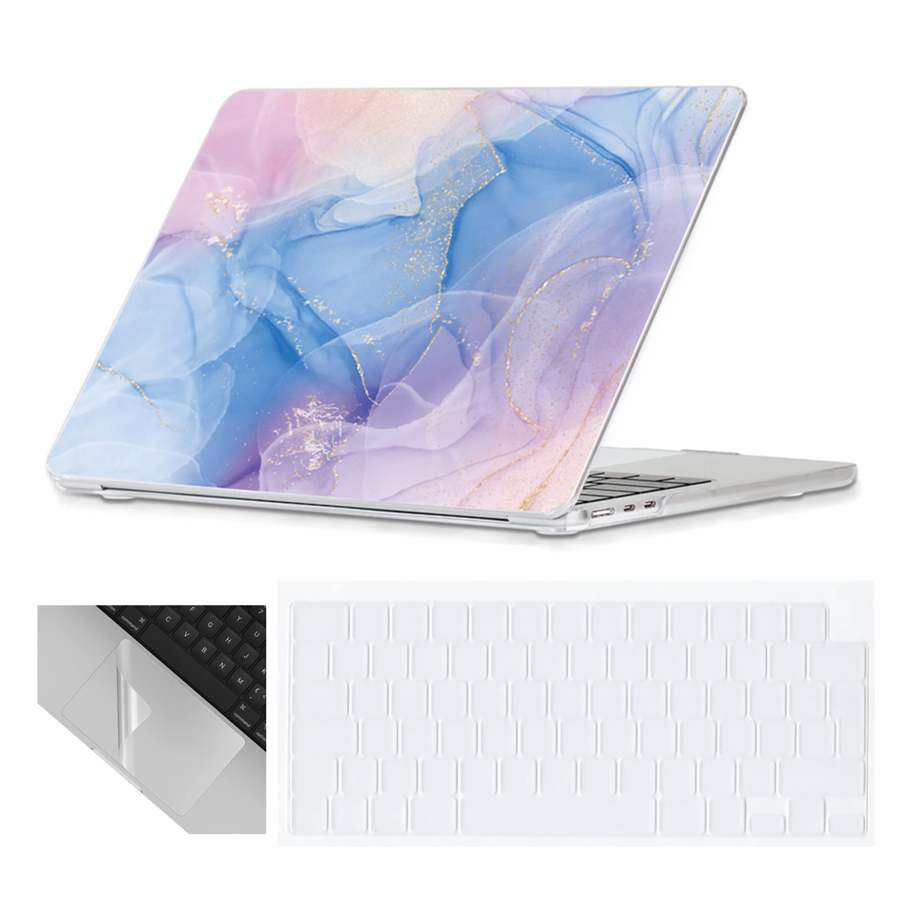 Se7enline Compatible with MacBook Air M4 M3 M2 15 inch Case A2941/A3114/A3241 for 2025 2024 2023 15.3-inch MacBook Air Laptop Hard Shell Case&Keyboard Cover Skin&Touchpad Protector,Pink Purple Veil
