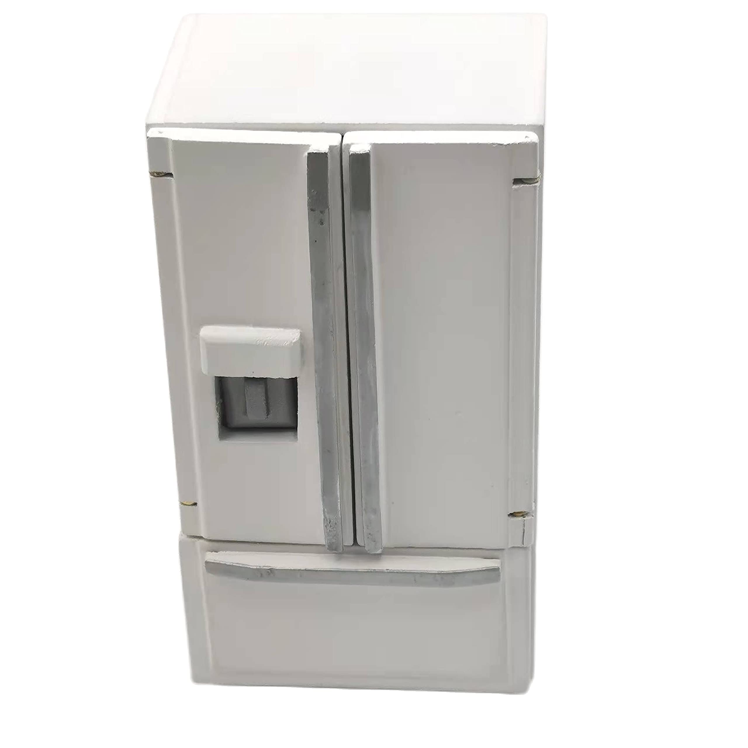 SXFSE Dollhouse Decoration Accessories, 1:12 Dollhouse Miniature Furniture Simulation Fridge Refrigerator Kitchen Prop Decor Play Pretend Toy (White)