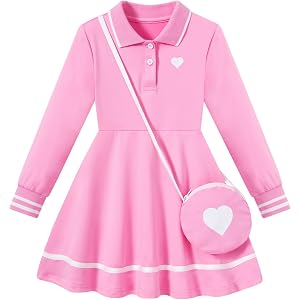 Move Dance Toddler Girls Dress Polo Uniform with Bag for Kids 2-7T