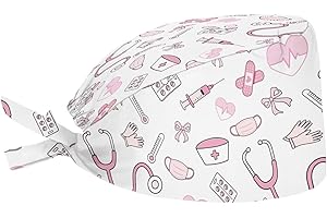Working Caps for Women Men Scrub Cap with Sweatband Adjustable Unisex Tie Back Hat