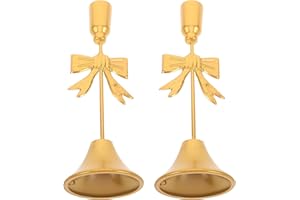 DOITOOL 2PCS Bow Taper Candle Holder - Metal Gold Candle Stick Holders Antique Decorative Candlestick for Wedding Christmas H