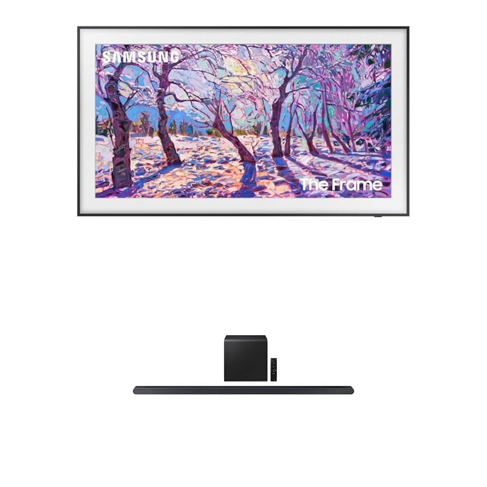 SAMSUNG 85-Inch Class QLED 4K The Frame LS03B Series, Quantum HDR, Art Mode, (QN85LS03BAFXZA) S800D 3.1.2ch Soundbar w/Wireless Dolby Atmos Audio, Ultra Slim Design (Newest Model)