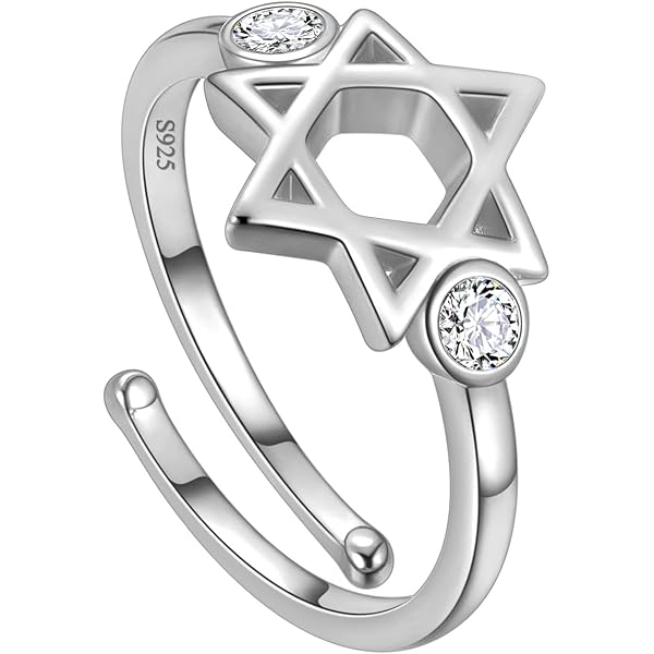Anillo Estrella De David PLATA DE LEY 925 Escudo De David Con