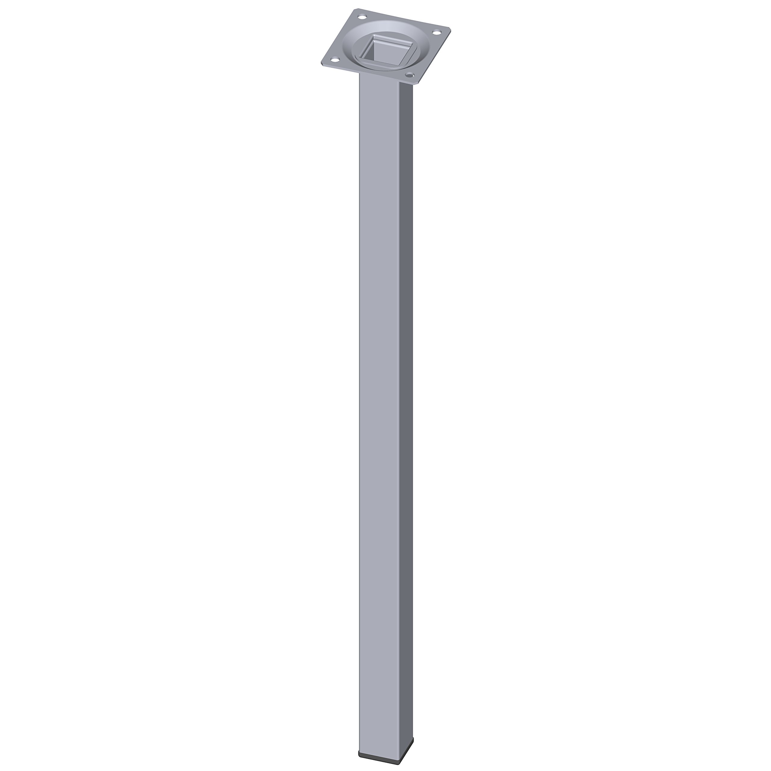 Element System 18133-00359 500 mm Length 25 x 25 mm Diameter Square Steel Pipe Furniture Legs includes Screw-Mounting Plate - Chrome (4-Piece)