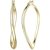 TAKUGI 14K Gold Hoop Earrings for Women Large 14K Gold Earrings for Women Hoops Earring Elegant Twisted Big Womens Earring 40mm