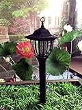Solar Powered Electric Bug Light Zapper- Outdoor Cordless Flying Insect Killer- 8 Hour Operation- Beautiful Garden Lamp- Portable LED Machine- Best Stinger for Mosquitoes/Moths/Flies & More (Black)