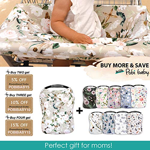 Premium Soft, Stretchy, and Spacious 4 in 1 Multi-Use Cover for Nursing, Baby Car Seat, Stroller, Scarf, and Shopping Cart - Best Gifts by Pobibaby (Belle) - Thumbnail 6