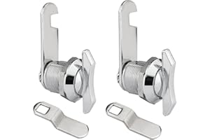 GNELLKOOR Thumb Operated Offset Cam Lock, 2-Pack 7/8 Inch Replacement Keyless Compartment Latch for Mounting in RV Compartment Camper Storage Door Cabinet Mailbox Drawer, Fits on 0.63" (16mm) Max Door Thickness
