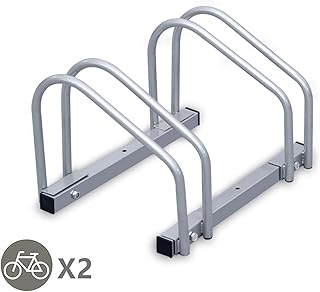Tolletour Fahrradständer Boden und Wandmontage, Mehrfachständer Fahrradparker, Aufstellständer, Silber (für 2 Fahrräder)