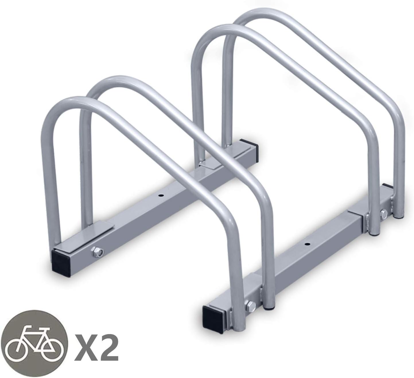 Tolletour Fahrradständer Boden und Wandmontage, Mehrfachständer Fahrradparker, Aufstellständer, Silber (für 2 Fahrräder)