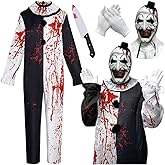 Zezuxy Clown Black White Jumpsuit With Mask Scary Movie Costume Halloween