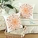 Set of 2 Euphoria CaliTime Home Decor Cushion Covers Pillows Shell Comfortable Fleece Vintage Mandala Floral Orange Red Color 18