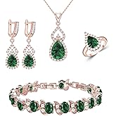 LMXXVJ Women Jewelry Set Platinum Plated Necklace Open Ring Earrings Bracelet Set,Birthday/Anniversary Mother’s Day Jewelry Gifts for Mom/Wife/Sister/Best Friend