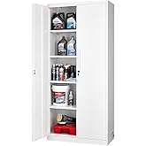 VEVOR Metal Storage Cabinet, 68.9 in Lockable Steel Garage Cabinet with 4 Adjustable Shelves, 2 Magnetic Doors, 2 Keys, 5 Tie