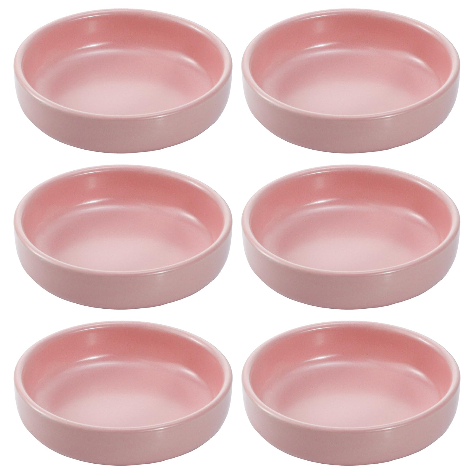 Colias Wing 3.5 Inch Simple Style Single Color Pattern Stylish Design Multipurpose Porcelain Side Dish Bowl Seasoning Dishes Soy Dipping Sauce Dishes-Set of 6-Pink