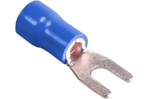 100pcs Insulated Fork Spade Wire Connectors, U Type Electrical Crimp Terminal for 16-14AWG Cable by MILAPEAK (Blue)
