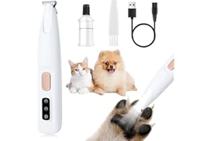 warmow Pet Micro Precision Paw Trimmer, Upgrade Multifunctional Pet Hair Clippers Waterproof Rechargeable Pet Shaver with LED Light, Pet Paw Trimmer for Paws Eyes Ears Face Rump (1 Set)