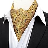 Stylefad Men's Woven Mirofiber Cravat Ascot Self Tie Gold Yellow Paisley