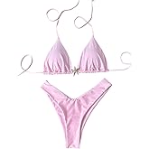 SHENHE Women's 2 Piece Bikini Sets Halter Triangle High Cut Bathing Suit Starfish Metal Swimsuits