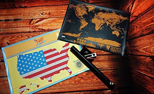 The World is Mine "Deluxe Black Edition" Large, Travel The World Scratch-off map. --BONUS FULL SIZE USA SCRATCH OFF MAP--