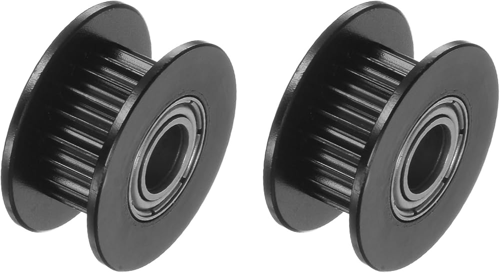 Kozelo 2GT Idler Pulley 5mm Bore 18mm OD 20 Tooth 6mm Belt Aluminium Black 2Pcs