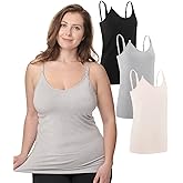 Under Control Nursing Cami Tank Tops for Breastfeeding Women Nursing Tops Maternity Shirts, Camisoles with Built in Bra 3Pack