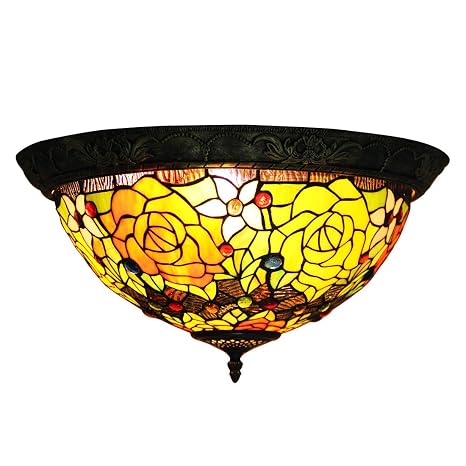 Makenier Vintage Style Tiffany Vitrail Fleur Rose Montage