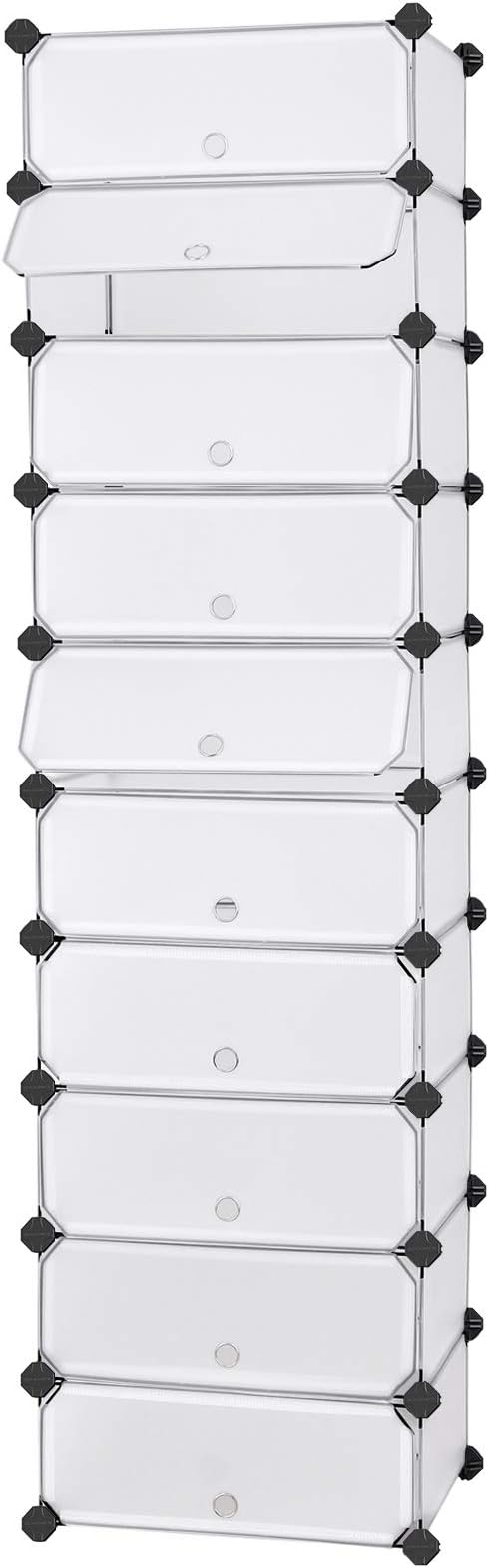rack dividers plastic on Amazon Com Songmics 10 Tier Shoe Rack Plastic Cube Storage Organizer Units Diy Modular Closet Cabinet With Doors Includes Rubber Mallet And Anti Tipping Device White Ulpc10w Home Kitchen