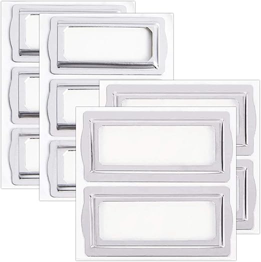 Clip Label Holders, Self Adhesive Metal Bookplates for