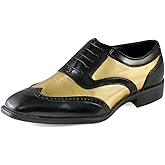 Bolano Lawson, Wingtip Oxford Dress Shoes for Men, Two-Tone & Shiny Metallic Oxfords, Men's Formal Tuxedo Shoes