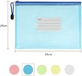 Vicloon 10Pcs A4 File Wallets Mesh Zip Lock Bags with Label Pocket Multi Color view 2