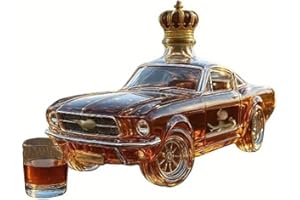 Royal classic classic car decanter set, glass whiskey bottle with crown and horse decoration, 5.5-inch decorative wine contai