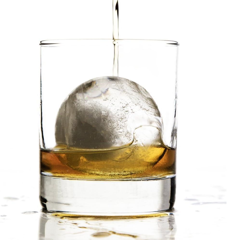 glacio Round Ice Cube Molds - Whiskey Ice Sphere Maker - Makes 2.5 Inch Ice Balls - 4 Pack: Kitchen & Dining