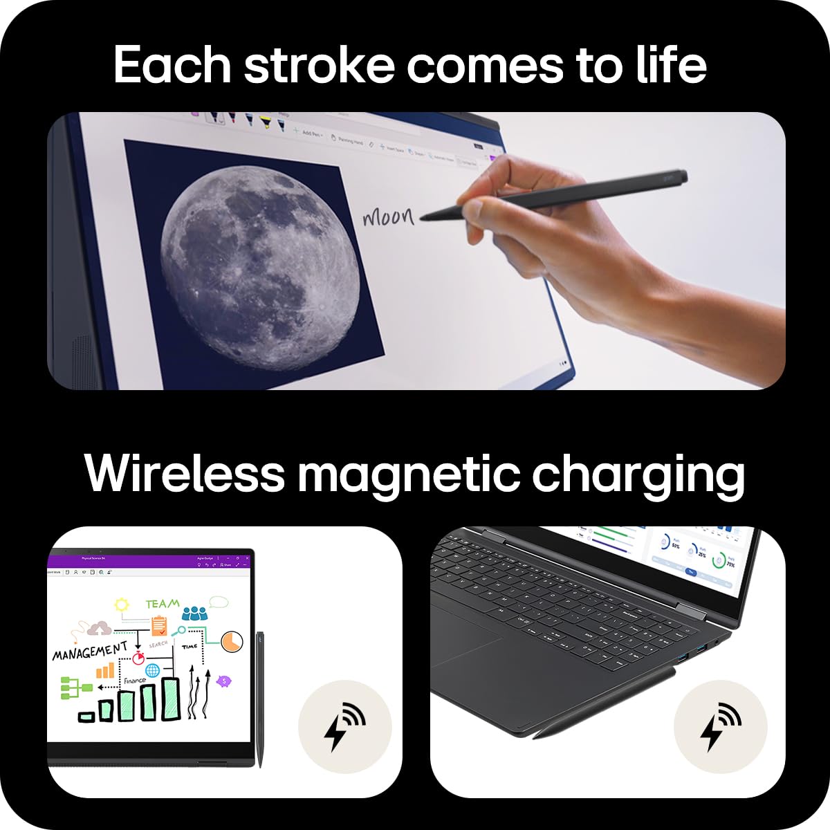 LG gram Pro 2in1 2024 16T90SP - 16 Inch 2.5K IPS Touchscreen 144Hz VRR, Ultra-Lightweight 2-in-1 Laptop, Intel Core Ultra 7 155H, 16GB RAM, 1TB SSD, Windows 11 Home, Stylus Pen, Black