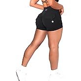 Danysu Women Pocket Shorts Cross High Waist Scrunch Butt Booty Workout Lifting Athletic Gym Bottoms