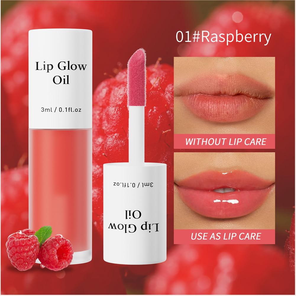 Hydrating Lip Glow Oil, Moisturizing Lip Plumper Gloss, Transparent Plumping Lip Gloss, Lip Oil, Lip Balm for Lip Care and Dry Lips