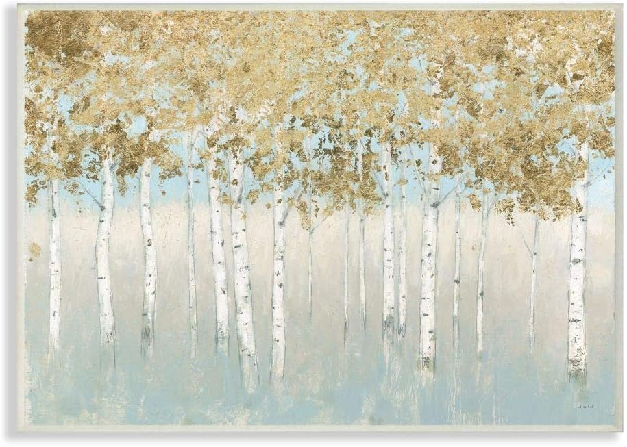 Paintings - Stupell Industries Abstract Gold Tree Landscape Painting Wall Plaque, 12 x 18, Multi-Color