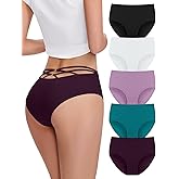FallSweet High Waisted Underwear for Women Criss Cross Back Comfy Briefs Panties Pack