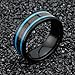 Fashion Month Men Women 8mm Black Ceramic Ring Vintage Wedding Engagement Band with Koa Wood Two Lines Solid Turquoise