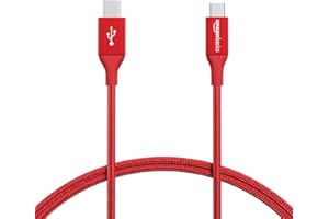 �鶹�� Basics Double Braided Nylon USB Type-C to Micro-B 2.0 Male Charging Cable | 3 feet, Red