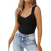 PINKMSTYLE Women's Basic Double Lined V Neck Tank Tops Sleeveless Shirts Slimming Summer Tops