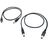 UpperFu 2pcs DC Power Plug 5.5mm x 2.5mm Male Plug to 5.5mm x 2.1mm Male Adapter Connector Cable Cord 60cm 18AWG for LED Strip, Surveillance Camera,CCTV Security Camera,LED Display,IP DVR,Router