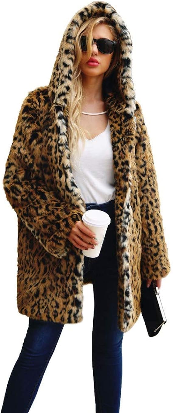 Scrolor Women's Plush Coat Plush Jacket Cardigan Hoodie Faux Fur Coat