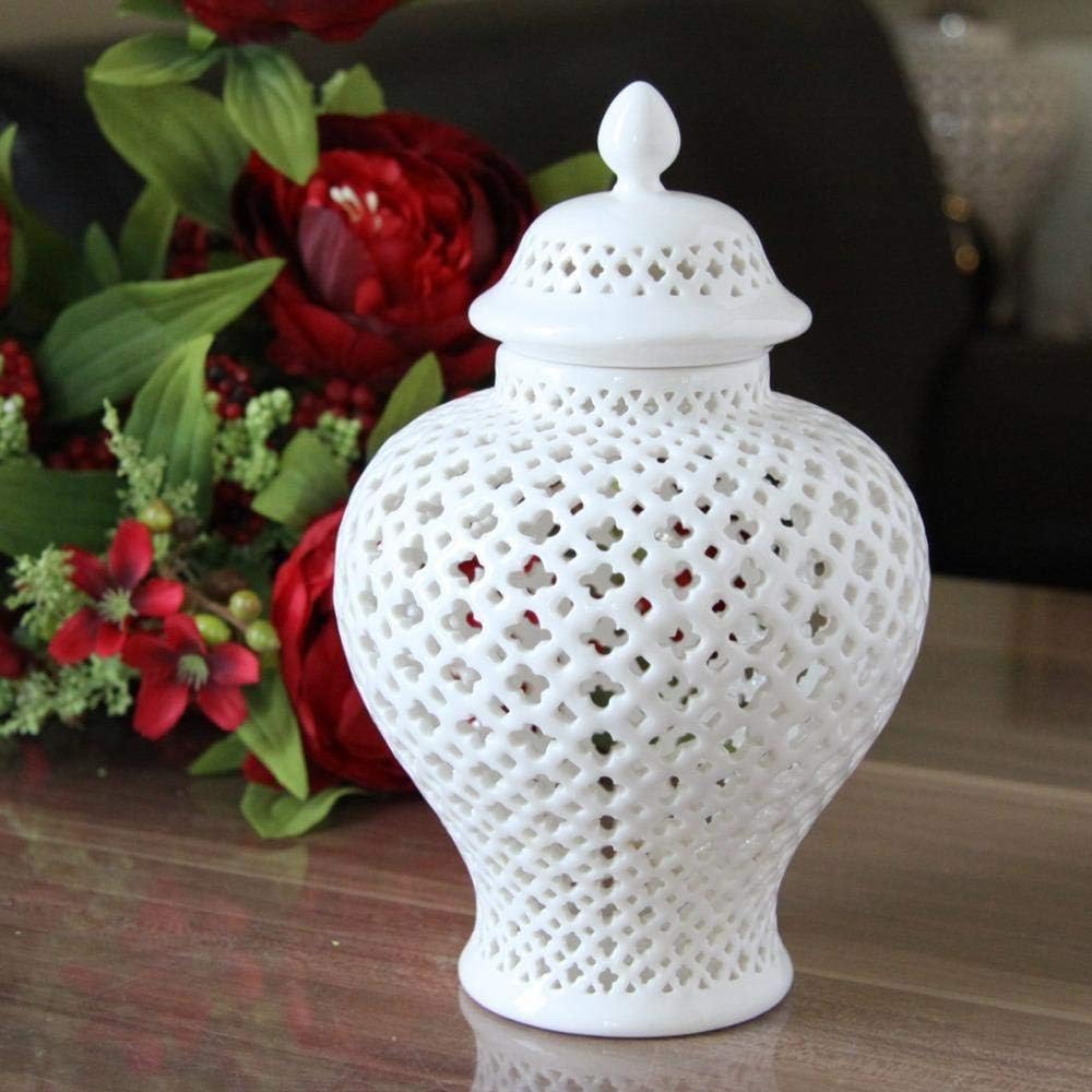 FICI CERAMIC Vase Tall CHINESE WHITE COLOR GLAZED PORCELAIN JAR GINGER JAR Decoration Home Vases home Decoration,White