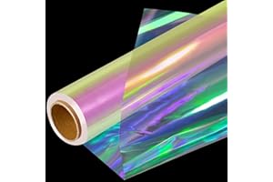 SYOGUA Iridescent Cellophane Wrap Roll, 34 in X 50 Ft Iridescent Cellophane Roll, Iridescent film Cellophane Wrap for Gift Baskets, Fairy Wings, DIY Crafts, Treats, Birthday, Christmas Gifts Wrapping