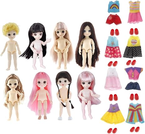 Amazon Perfeclan 8xかわいい13可動ジョイント16cmミニ人形ボディ服付きスタイリッシュなおもちゃギフト ドレス アクセサリー ホビー