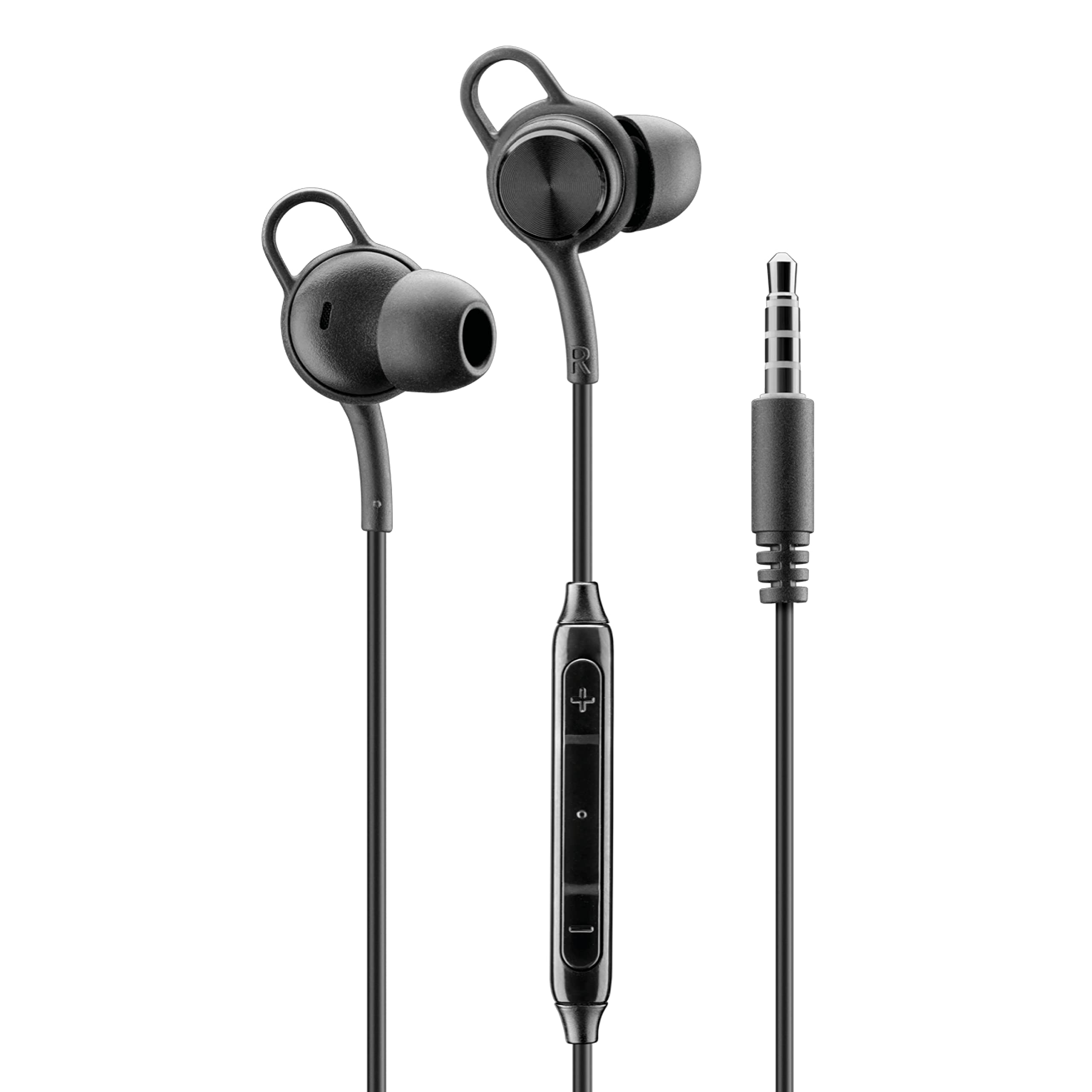 Music Sound Wired In-Ear Headphones - 3.5 mm Jack Connection - Stable and Comfortable - Ergonomic - Black