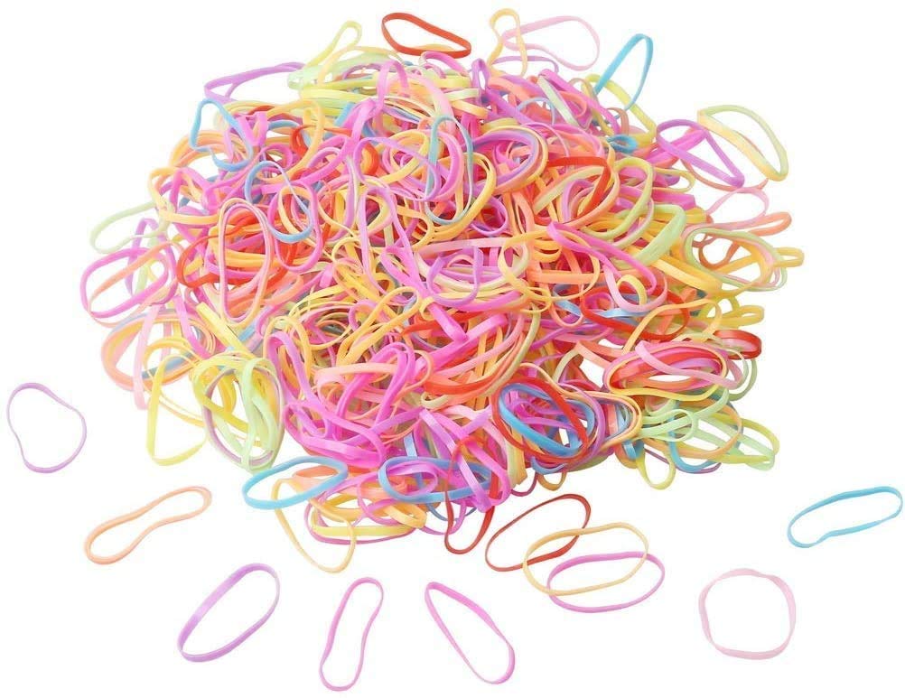 Rubber Bands Hair Bands Hair Elastic Hair Bands Pack of 1000 Multicoloured Mini Hair Bobbles Bands for Children's Hair, Braids, Wedding Hairstyle and More